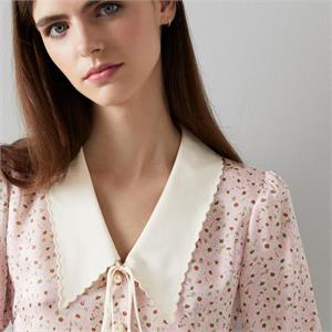 L.K. Bennett Beecham Daisy Print Scallop Collar Silk Blouse